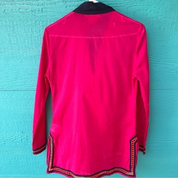 CLEARANCE TORY BURCH MIRROR BEADED EMBROIDERED MAGENTA PINK TUNIC TOP SIZE 4 - Picture 4 of 9